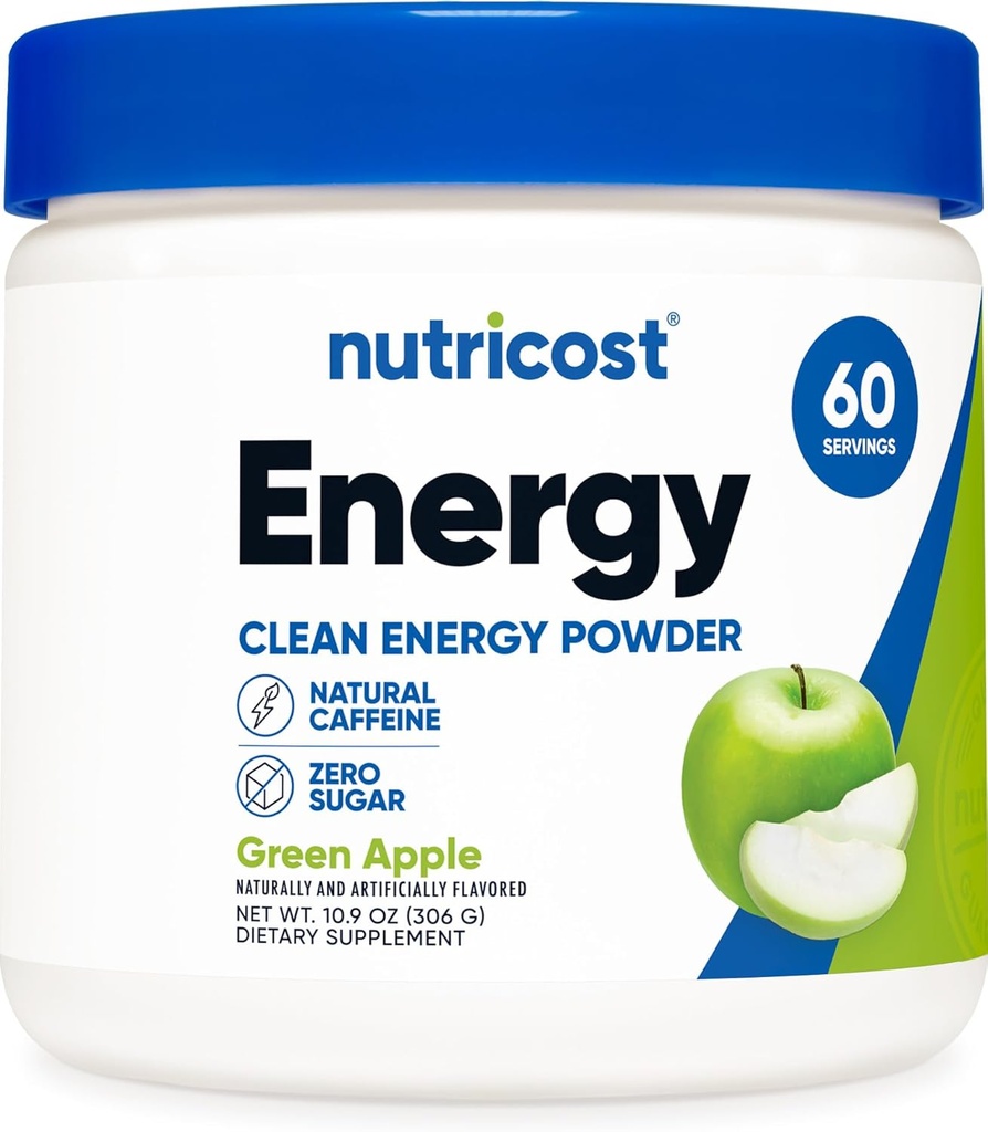 Nutricost Energy Complex (zöld alma) (60 adag) - Tiszta energia por, 300g étrend-kiegészítés