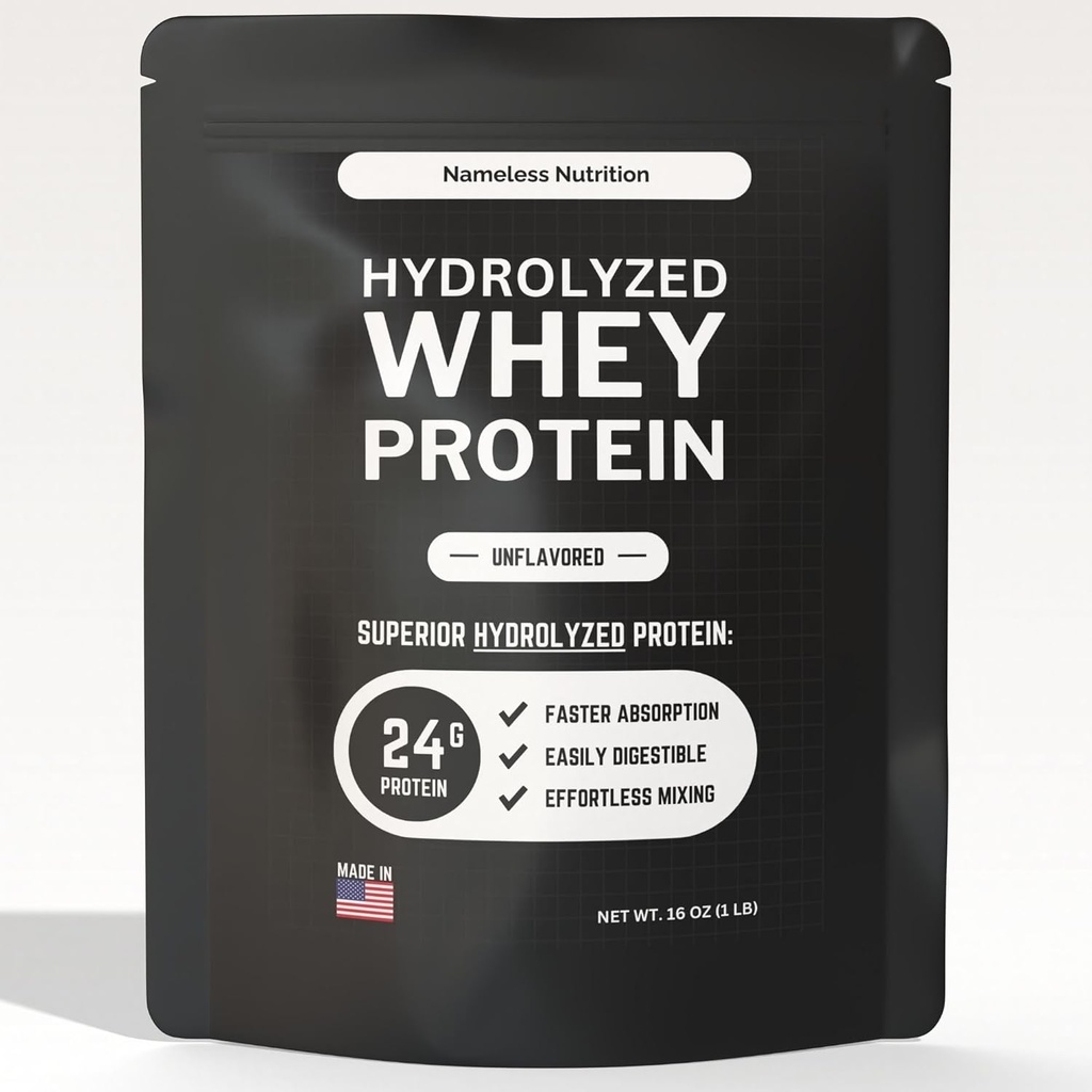 Hydrolyzed Whey Protein Powder - Inflavored Whey Protein Concentrate Hydroslate, Plain Protein Powder - Gluten Free, 24g Protein per Serving, 1 lb (Pack of 1)