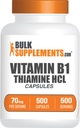 BulkSupplements.com Thiamine HCl כמוסות - Thiamine hydrochloride, ויטמין B1 תוספי -ten Glu, 1 קפסולה לשרת, 500 Count (Pack של 1)
