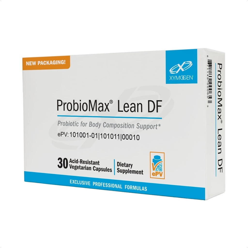 XYMOGEN ProbioMax Lean - Probiotic Добавка за поддръжка на But Barrier Функция - Bifidobacterium animalis subsp lactis B420 - Преди ProbioMax Lean DF (30 стомашно-резистентни капсули)