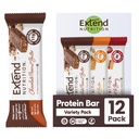 Extend Sugar Free Protein Bars, חטיפים דיבקיים מושלמים, חלבונים גבוהים וסיבים, בקרת רעב & Steady אנרגיה, Low Carb, Keto Friendly (12 Count, Variety Pack)