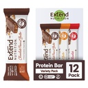 Extend Sugar Free Protein Bars, Perfect Diabetic Snacks, High Protein and Fiber, Hunger Control & Steady Energy, Low Carb, Keto Friendly (12 Count, Variety Pack)