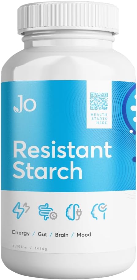 Jo's resistant Starch粉 - Premium Maize - Derived Superfood,无香蕉,Lectin - Free - 支持能源的纤维补充剂 Gut Health, Mood, 以及 Butyrate Production (3LB Supply)