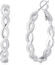 Senteria 925 Sterling Silver Earrings Hoops for Women Light weight Twisted Hoop Earrings with Cubic Zirconia Hypoallergenic Heps Earrings (20/30/40/50/60MM)
