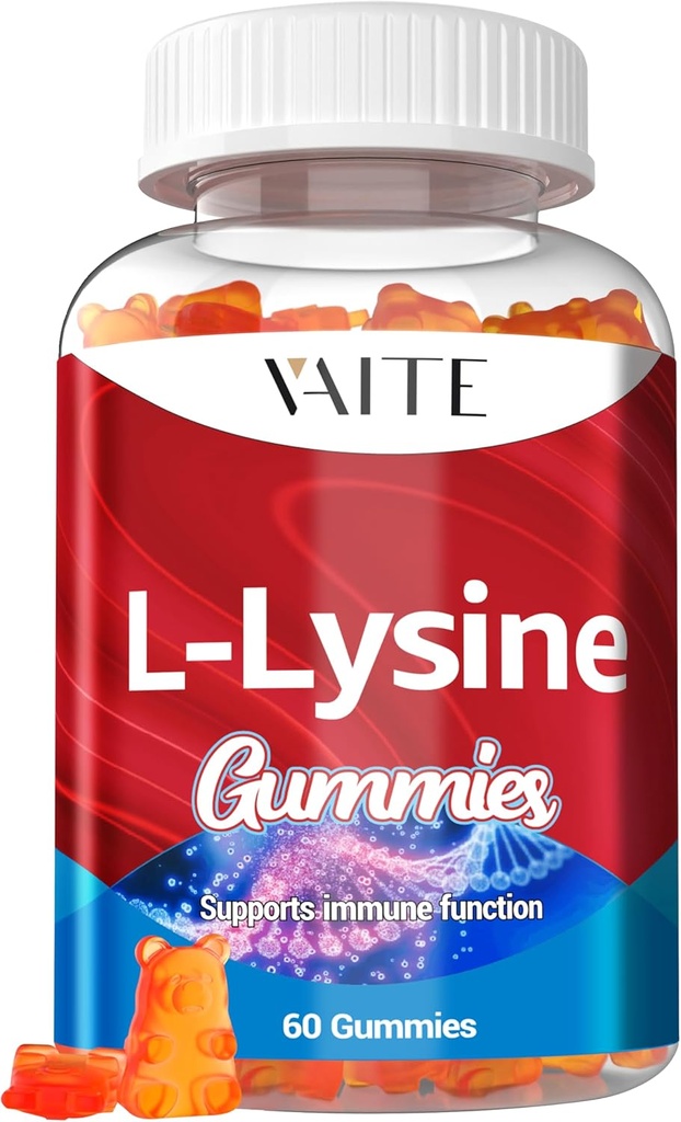 L- Lysine 1000mg Gummies - Wspiera skórę, Lip, Wegan, Gluten Free, Witaminy dla dorosłych Tkanka Zdrowie i System immunologiczny, Chewables, Amino Acid Suplement witaminy i złożone suplementy, Non-GMO