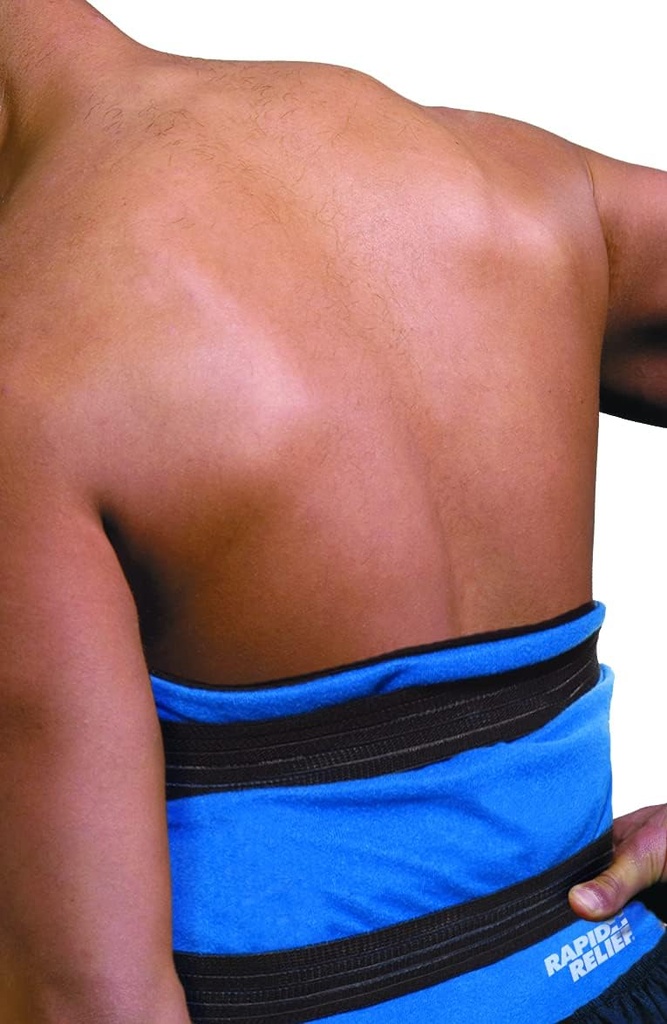 Rapid Relief Deluxe Wiederverwendbare Heiß- und Kaltkompress - Großes flexibles Eispaket Heiße Kalte Therapiepaket für Rücken- und Körperschmerzen mit verstellbarem Riemen, Frost oder Mikrowelle