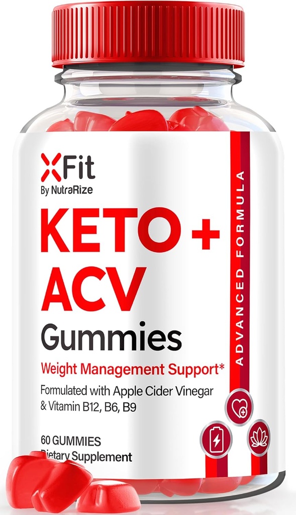 NutraRize Xfit Keto Gumies súlyvesztésért, Official X Fit Keto + ACV Gumies, All- Natural Apple Cider Vinegar 1000MG, Premium Gummy for Health and Fitness, Gomitas Review (60 Gummies)