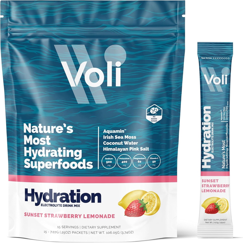 Voli Electrolytes Powder packages  2001-2006 No ha afegit Sugar Electrolyte Beu per Hyberation Ko & ràpid amic, Natural Superfods i Mads i Madds Manveen Strawberade, 15-common