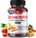 Cayenne Pepper 7 w 1 - - z Ginger, Turmeric, Cynamon, Czarny Pepper - Promotes Digestive System Function (150-dniowe dostawy (Opakowanie 1))