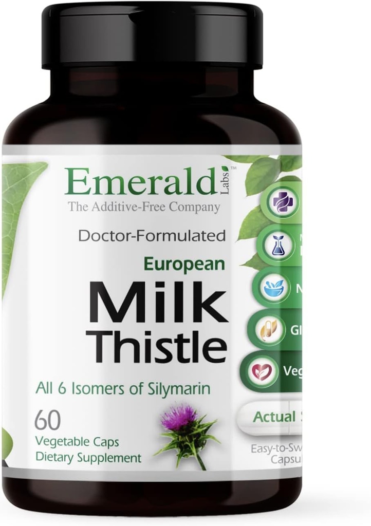 EMERALD LABS L Milk Europea Thistle - Llet d' Orguetle Extra - Suports Liver salut i ajuda a mantenir l'Energia Natural, Digal i salut - 60 Vegetable Capsules (a dalt a 60 dies)