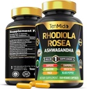 Rhodiola Rosea Papildinājums - 8in1 Formula - Apvienot ar Ashwagandha, Turmeric, Berberine, Maca, Chamomile, Green Tea, un Black Pepper - Nutrient Rich - 150 Vegan kapsulas