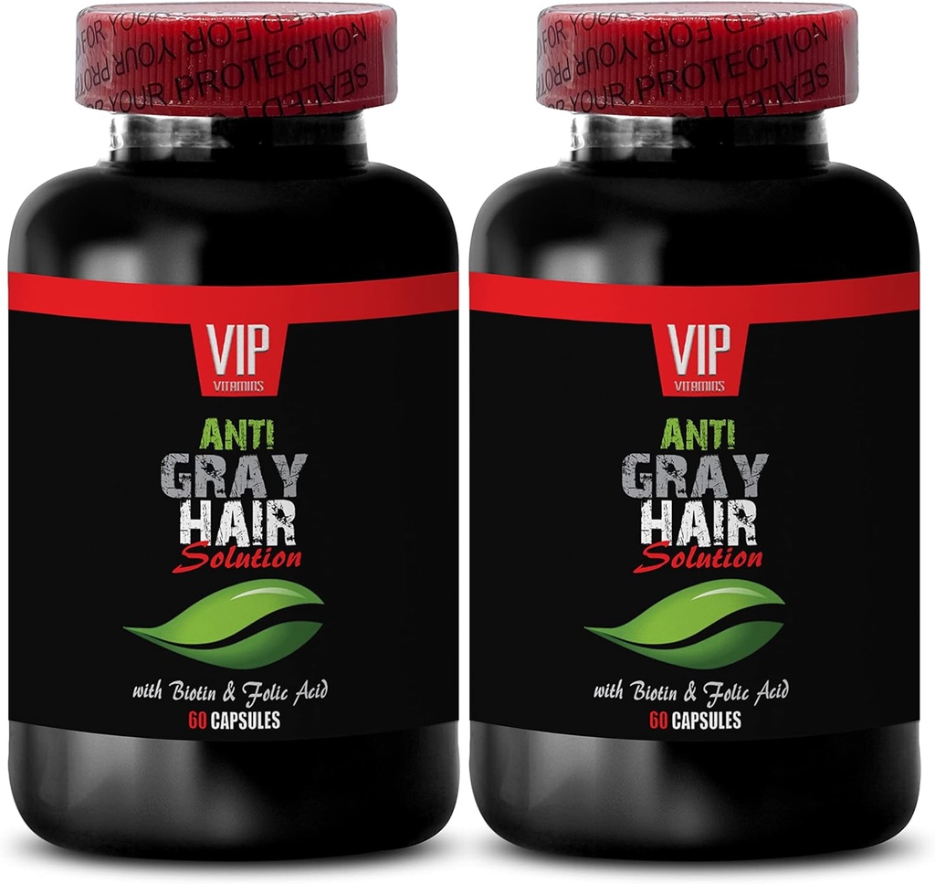 Pure Biotin Powder - Gray Hair Solution - Anti gray hair formula, gray hair pills, gray hair solution, anti gray hair supplement, gray hair supplement to reverse, gray hair reverse - 2B 120 Caps