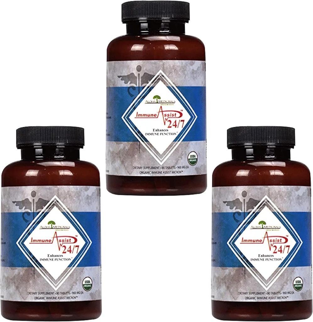 Aloha Medicinals – Immunassistent rund um die Uhr, Organic Mushroom Supplement, Immununterstützungsergänzung, 90 Tabletten jedes, Packung mit 3