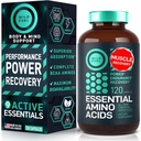 Essential Aminosyror Supplement - Alla 9 EAA med BCAAs Aminosyror (Leucine, Lysine, Valine, Threonine) - 3 000 mg Per Servering - Muskeltillväxt, kraft, återhämtning - 120 Vegan, koffeinfria kapslar