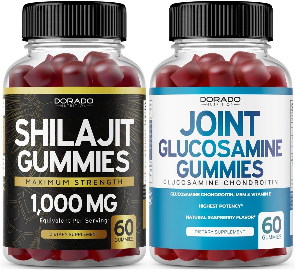 DORADO NUTRITION Shilajit Gummies for Men & Women (60 Gumies) and Glucosamine Chondroitin (60 Count)