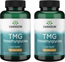 Swanson TMG Trimetilglicina - Suplemento de Ácido Amino Promovendo função hepática saudável e apoio à saúde do coração - (90 cápsulas, 500mg cada) (2 embalagem)