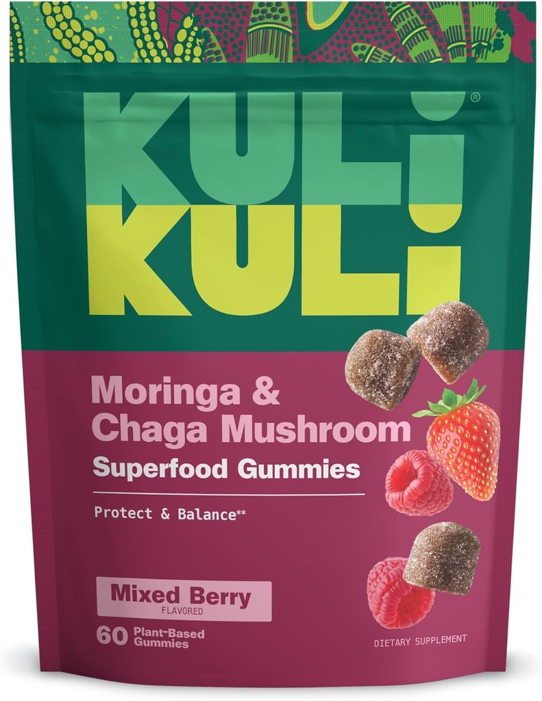 Kuli Kuli Super Energy Gummies - Энергетические добавки с морингой, без кофеина, натуральный энергетический бустер - 60 не-ГМО, без глютена