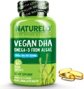 NATURELO Vegan DHA - Omega 3 Oil från Alger - Tillägg för hjärna, hjärta, gemensam, ögonhälsa - ger viktiga fettsyror för kvinnor, män och barn - kompletterar prenatala vitaminer - 60 Softgels