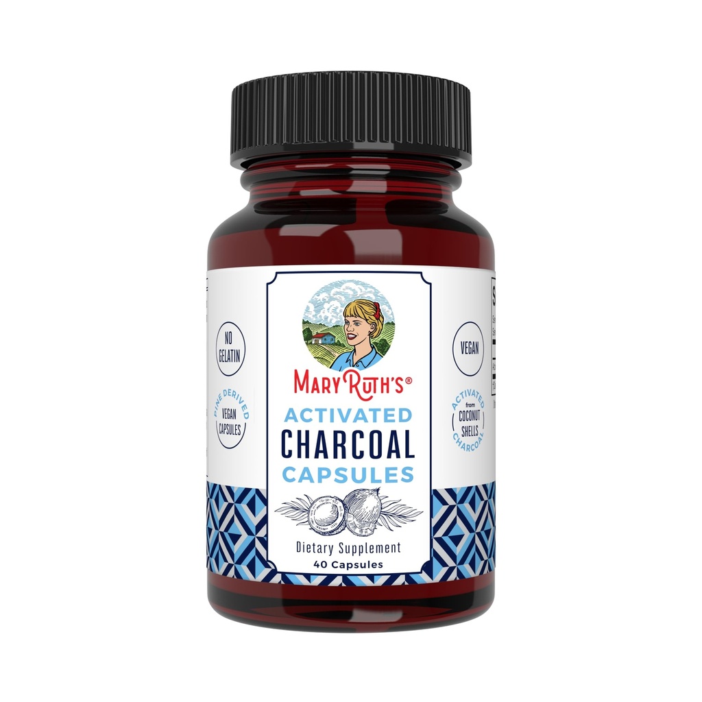 MARYRUTH'S Organics Activated Charcoal Capsules | Substance Adsorption | Derived from Coconut Shells | Vegan Capsules from Pine Trees | Non-GMO | Gluten Free | 40 Count