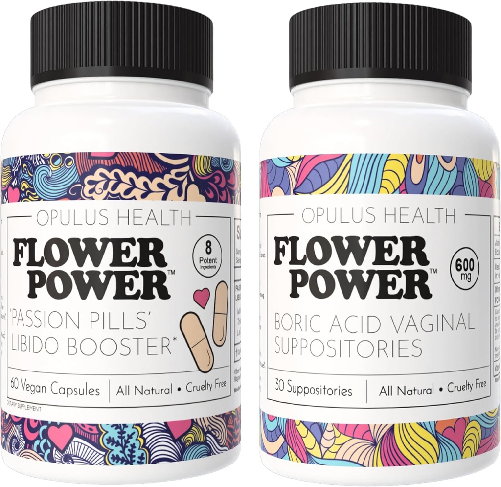 Flower Power - Passion pillereitä Libido Booster & Boric Acid Suppositories 