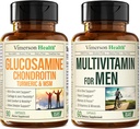Glucosamina Chondroitin Turmeric MSM + Menuts Multivitamin 2Bottles suplementaris per a ell. La sanitat de l'Estir, la resposta inflamitoria, la implementació de suport i les propietats antioxidides
