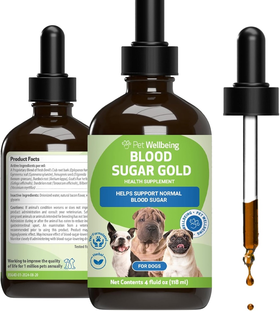 Pet Wellness - Blood Sugar Gold Value Dimension for Dogs & Cats - Natural Support for Health Blood Sugar Levels in Your Pet with Diabetes - 4 oz (118 ml)