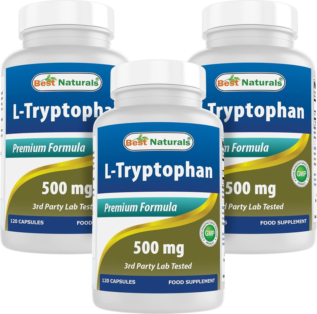 Кращий Naturals L-Tryptophan 500 мг 120 Капсули (120 граф (Pack of 3))