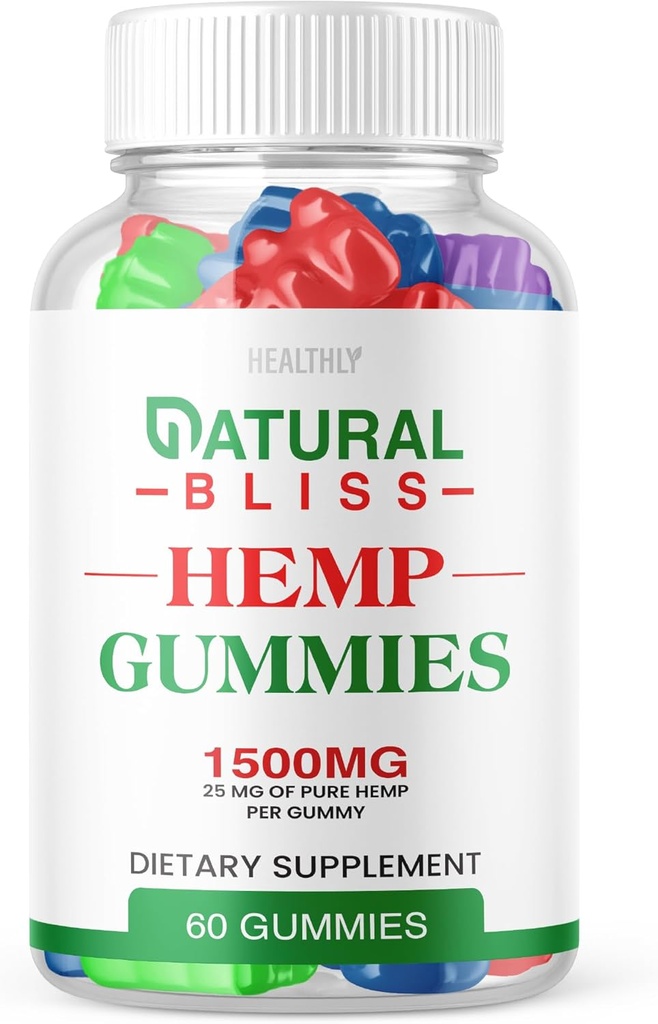 Natural Bliss Gumies - Official Formula - Natural Bliss Hemp Gummies Premium Blend NaturalBliss Gummies 25mg Hemp Per Gummy, 1500mg Hemp Per Bottle Advanced Formula Hemp Extract Gummy (60 Gummies)