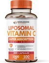 Allsome Wellness Liposomal Vitamin C Capsules (200 Pills 1500mg Buffered) High Abrption, Immune System " Collagen Booster, High Dose Fat Soluble Immunity Support Ascorbic Acid, Natural Vegan