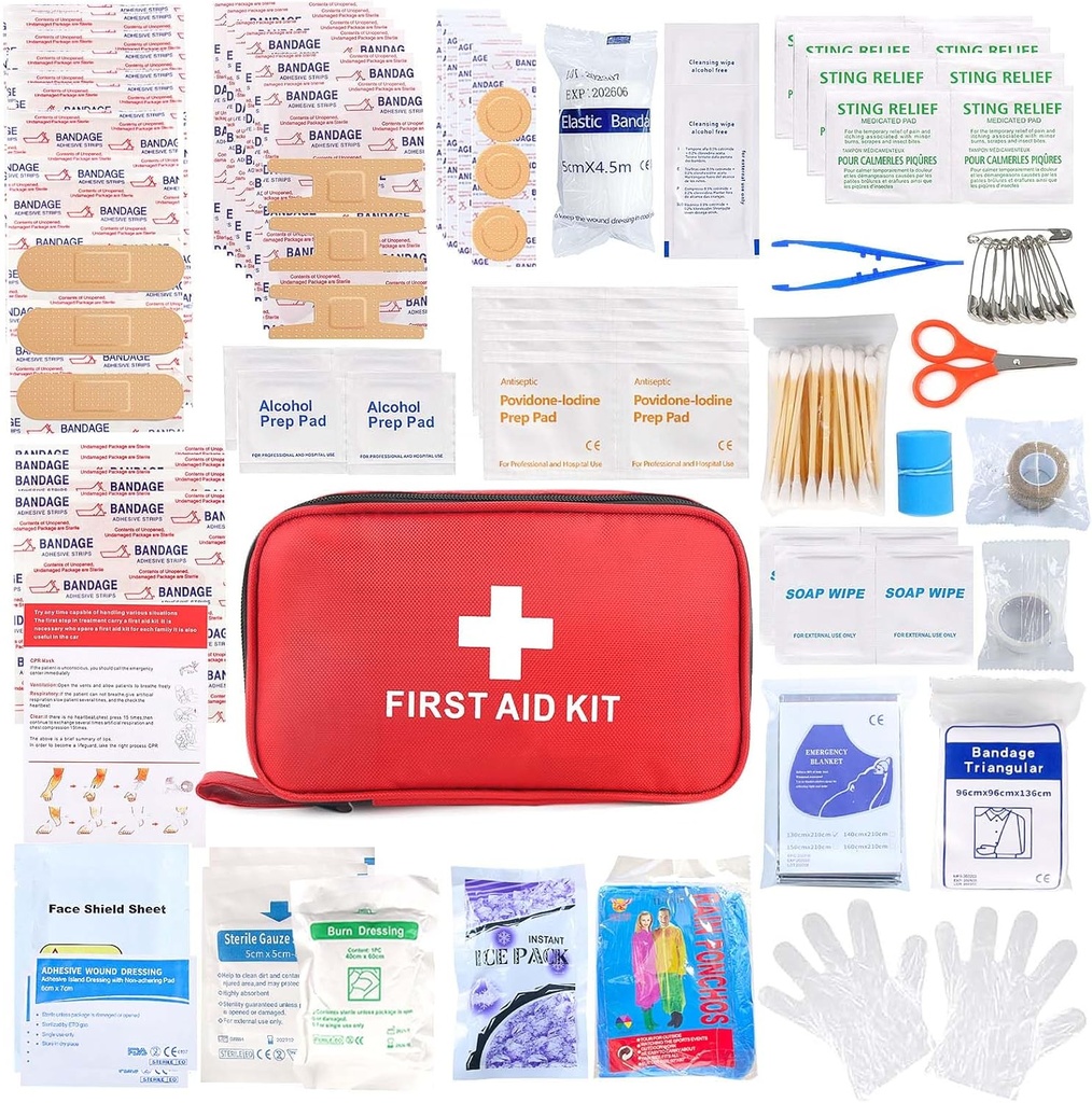 Førstehjælp Kit 194 Piece Emergency Kits til vandreture Camping Trauma Kit til båd køretøj Compact Aid Kit til hjem bil rejse udendørs overlevelse