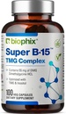 biophix Super B-15 100 Veggie Caps - Niacin Calcium Choline Inositol DMG TMG - Supporta livelli energetici dell'ossigeno sano