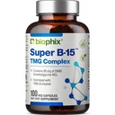 biophix Super B-15 100 Veggie Caps - Niacin Calcium Choline Inositol DMG TMG - Supports Healthy Oxygen Energy Levels