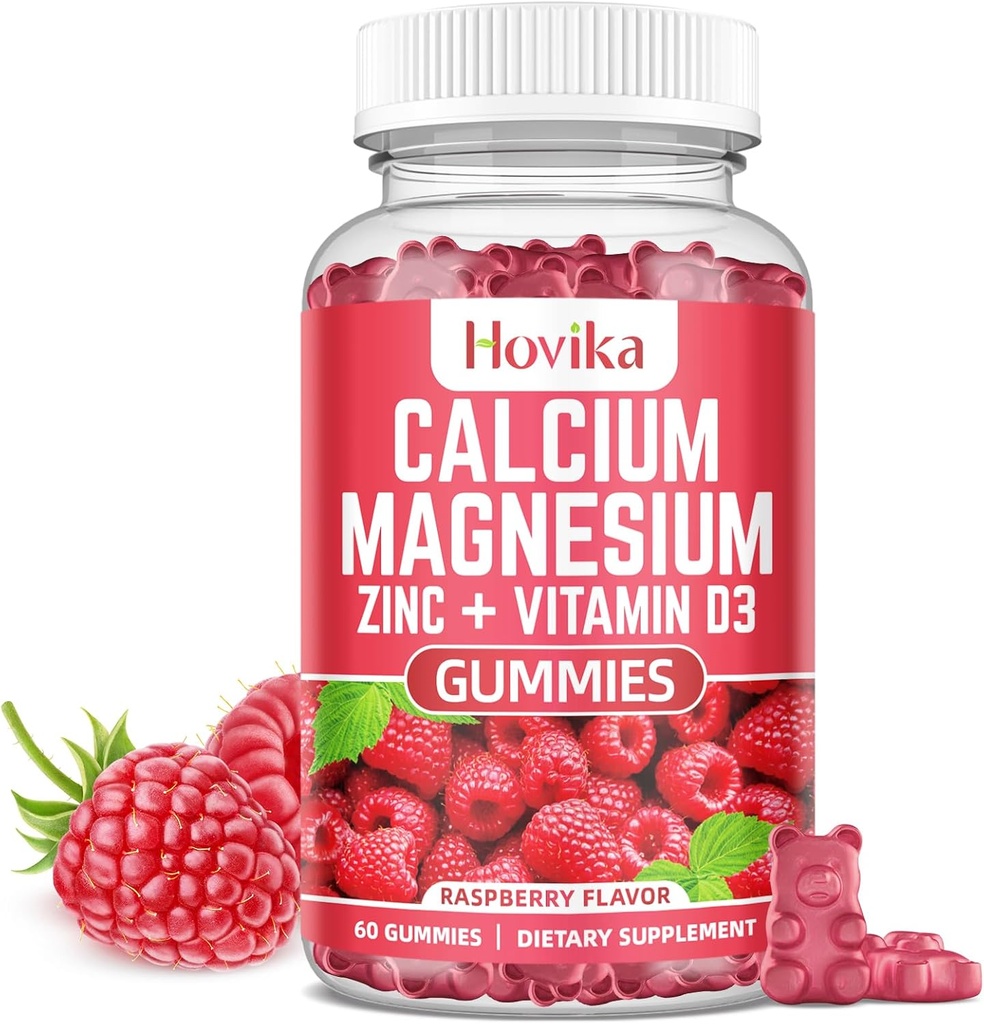 Kalsium Magnesium Sinkki Gummies kanssa kalium C-vitamiini, B6, D3, K2 - Kalsium naisten ja miesten - Kalsium Magnesium Sinkki Multi Vitamiini täydentää luut, lihakset, hampaat, rauhallinen mieliala ja immuniteetti - 60 Cts