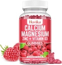 Calcium Magnesium Zinc Gummies with Potassium ויטמין C, B6, D3, K2 - Calcium for Women & Men - Calcium Magnesium Zinc ויטמין Multi עבור עצמות, שרירים, שיניים, Calm Mood & Immunity - 60 Cts