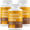 Liposzómás tocotrienolok 1000mg - magas biohasznosulás E-vitamin tocotrienolok kiegészítők, 95% Delta & 5% Gamma Tocotrienol kapszula Support Skin, csont, antioxidáns, 180 Softgels