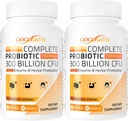 Probiotici per le donne e gli uomini, 300 miliardi di CFU 11 Strains + Organic Herbal & Digestive Enzymes, Probiotico per la salute digestiva, Gas & Bloating, Immune, Gut Health for Women & Men, Shelf Stable, 120 Caps