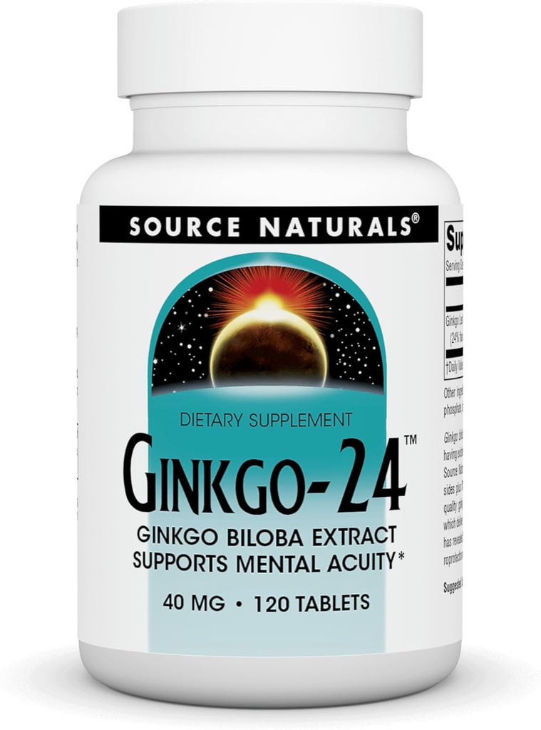 Quelle Naturals Ginkgo-24 - Ginkgo Biloba Extract unterstützt Psychische Acuity* - 40 mg, 120 Tabletten