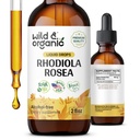 Wild & Organic Rhodiola Rosea Tincture - Mood Support - Relaxing Rhodiola Supplement - Root Extract Liquid Drops - Vegan, Sugar & Alcohol-Free - 2 fl oz