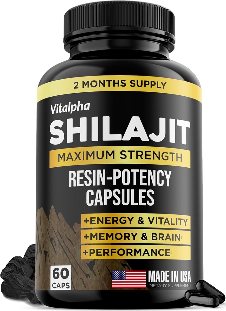 Melanjutkan Potensi Shilajit Capsules (50% Fulvic Acid) - 500mg Max Potency Extract - Organic Shilajit - Made in USA - 85 + Telusuri Mineral-Beribu-Perhitungan-60