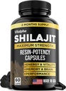 Capsule Shilajit Resin-Potency (50% Acido Fulvico) - 500mg Max Potency Extract - Organic Shilajit - Made in USA - 85+ Minerali di Trace - Fornitura mensile - 60 Conte