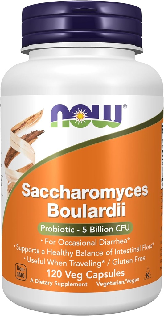 Now Foods Supplements, Saccharomyces Boulardii, 5 milliarder CFU Probiotic, 120 Veg kapsler