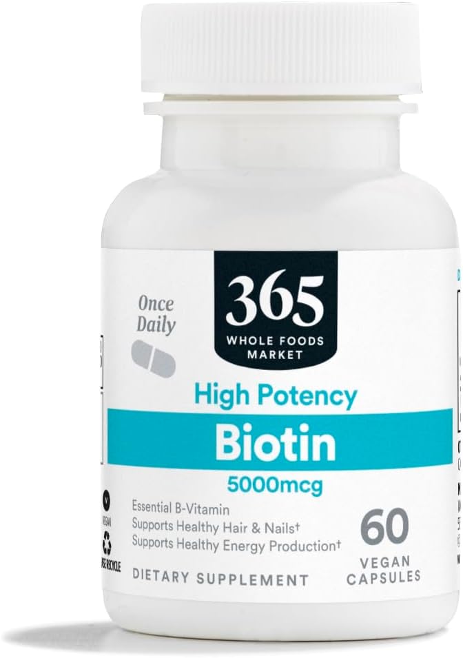 365 af Whole Foods Market, High- Potency Biotin 5000mcg, Vegan, 60 Greve