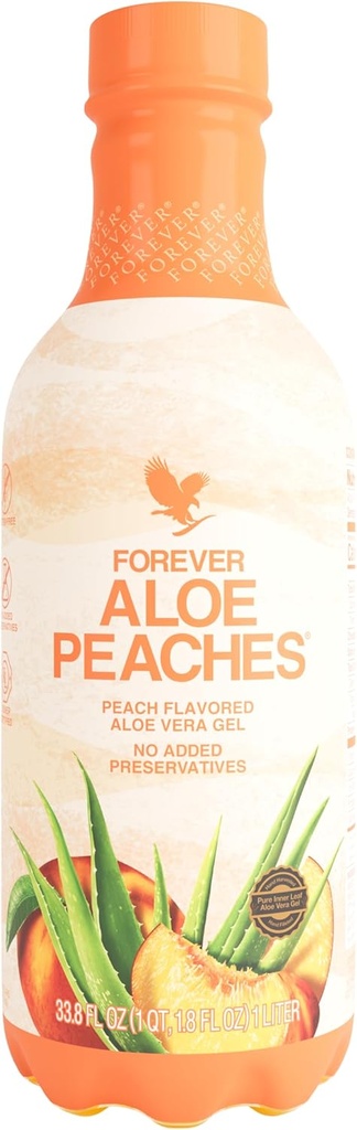 Forever Living - Aloe Peaches, Pure Aloe with Real Peach Flavor, Supporta Digestione e Sistema Immune, Vegan e Gluten-Free, 33.8 fl oz, 1 Pack