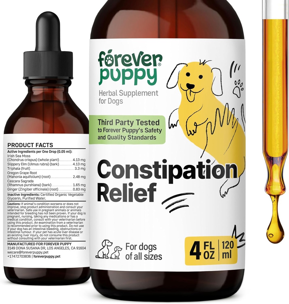 Forever Puppy Constipatie Relief for Dogs - Stool Ease Dog Supplements - Sea Moss & Slippery Elm for Digestive Health - Fiber Vitamines and Supplements for Constipatie - All Rass & Sizes - 4 oz