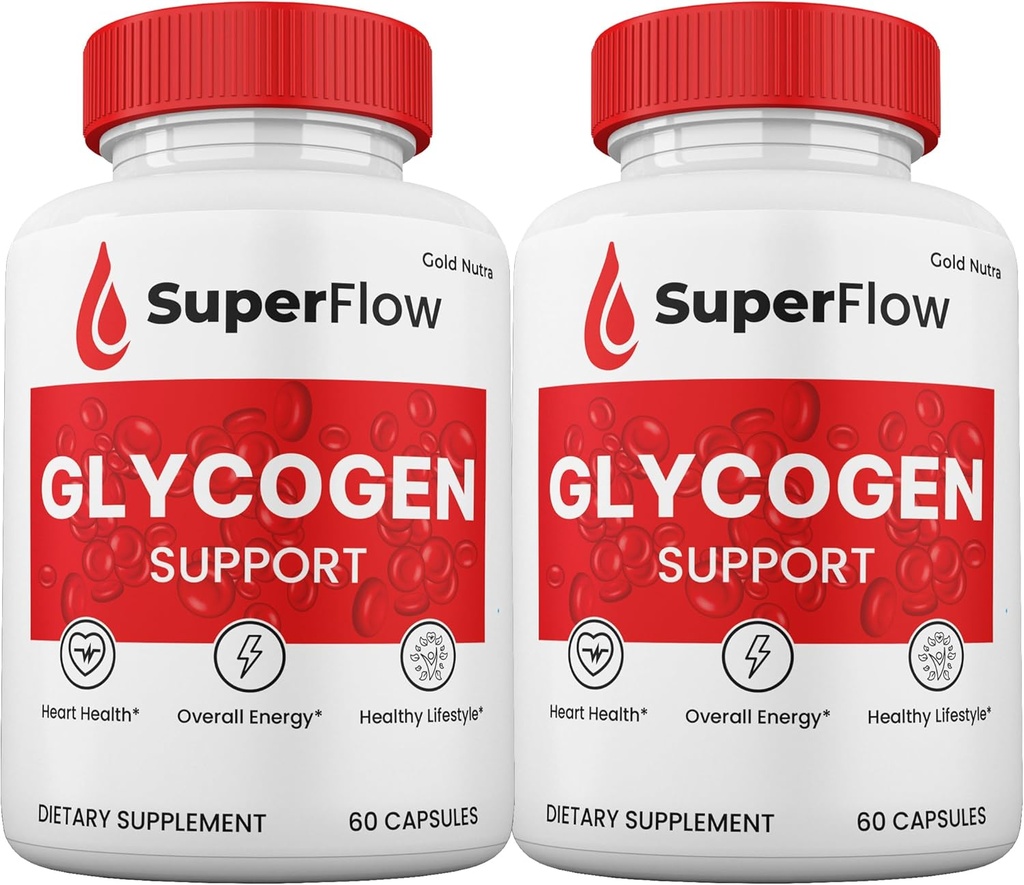 (2 Pack) Super Flow Blood Support Capsules, SuperFlow Glycogen Pills All Natural Supplement, 2-månaders leverans.