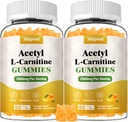 2 Pack Acetyl L- Carnitine Supplement, Natural Nutrition Suplement for Boost Energy, Imunity, Vegan, Orange Flavor, 120 Count