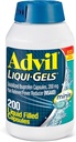 Advil Liqui- Gels minis Pain Reliever and Fever Reducer, Suin Medicine for Adults with Ibuprofen 200mg for Pain Relief - 200 Liquid Filed Filed Kapsul