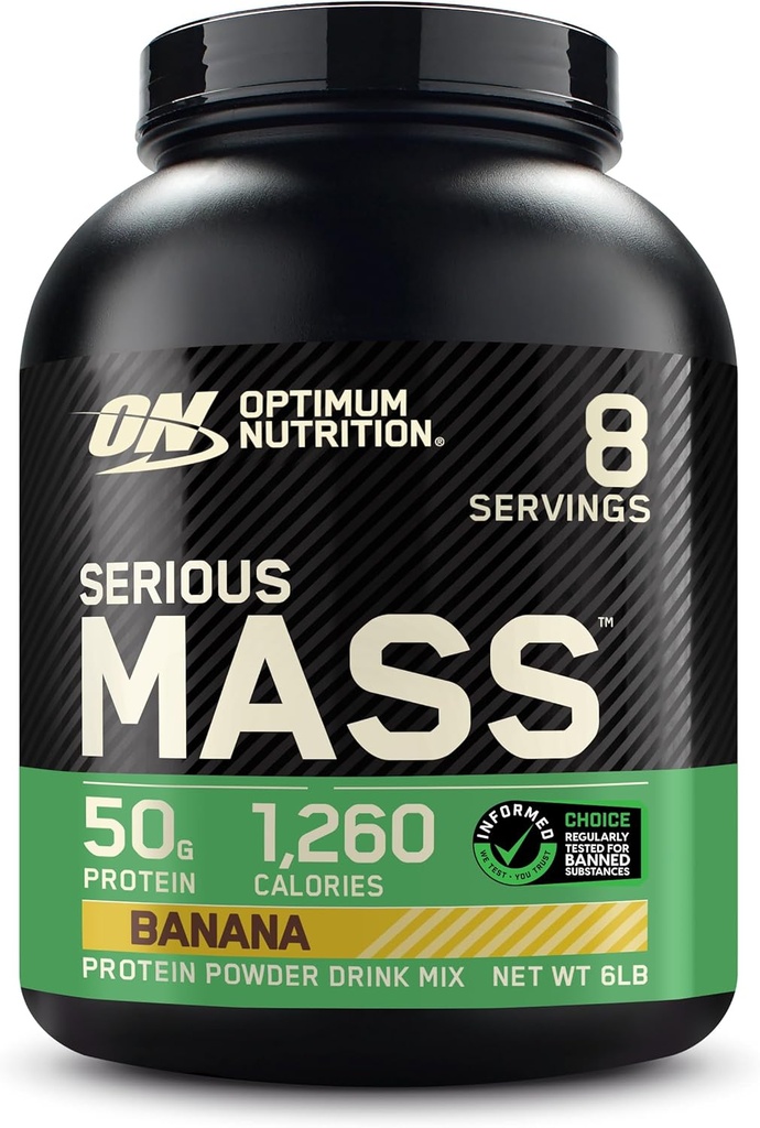 Optimum Nutrition Serious Maß, Weight Gainer Protein Powder, Masse Gainer, Vitamin C und Zink für Immununterstützung, Kreatin, Banana, 6 Pfund (Packaging May Vary)