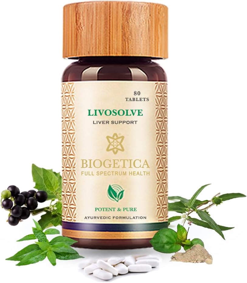 Biogetica Livosolve 肝脏护理草药补充剂 - 总肝脏支持,清洁和戒毒,保护细胞和酶 - 100% Vegan Non-GMO - 80片