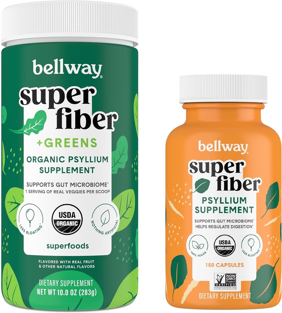 Bellway Super Fiber Powder + Greens Super Fiber Capsule Bundle